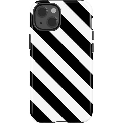 Black and White Geometric Stripes iPhone 15 Impact Case